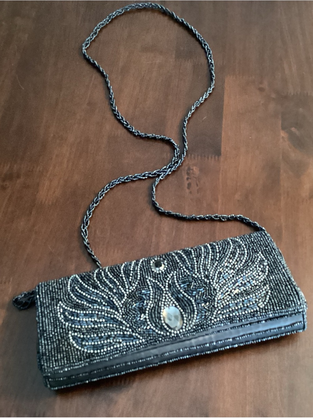 Bijoux Terner Beaded Evening Clutch with Chain Strap